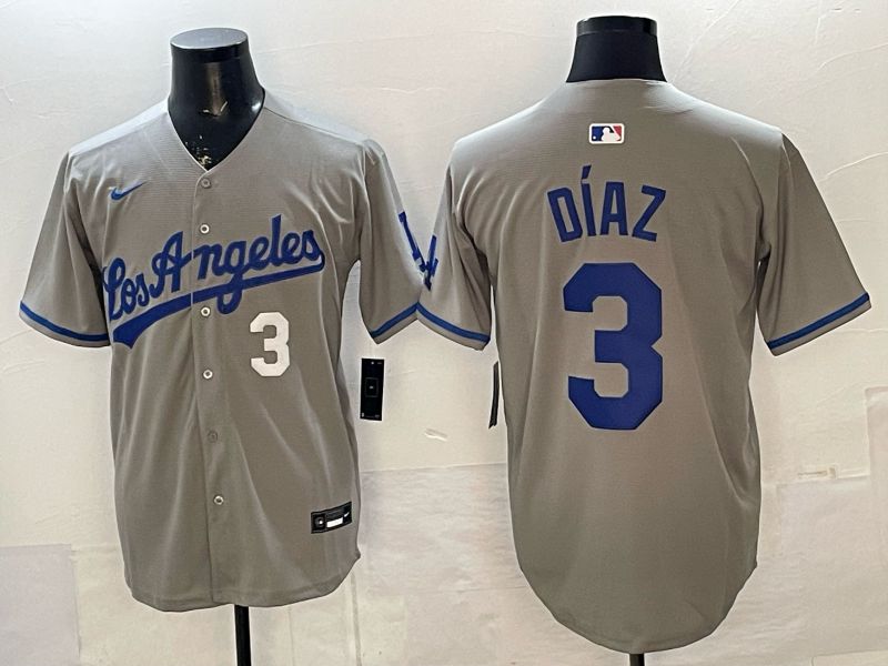 Men 2026 Los Angeles Dodgers #3 Diaz Grey Game Nike MLB Jersey style 0052